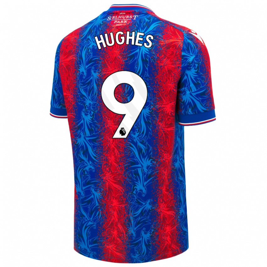 Mujer Camiseta Elise Hughes #9 Rayas Rojas Y Azules 1ª Equipación 2024/25 La Camisa