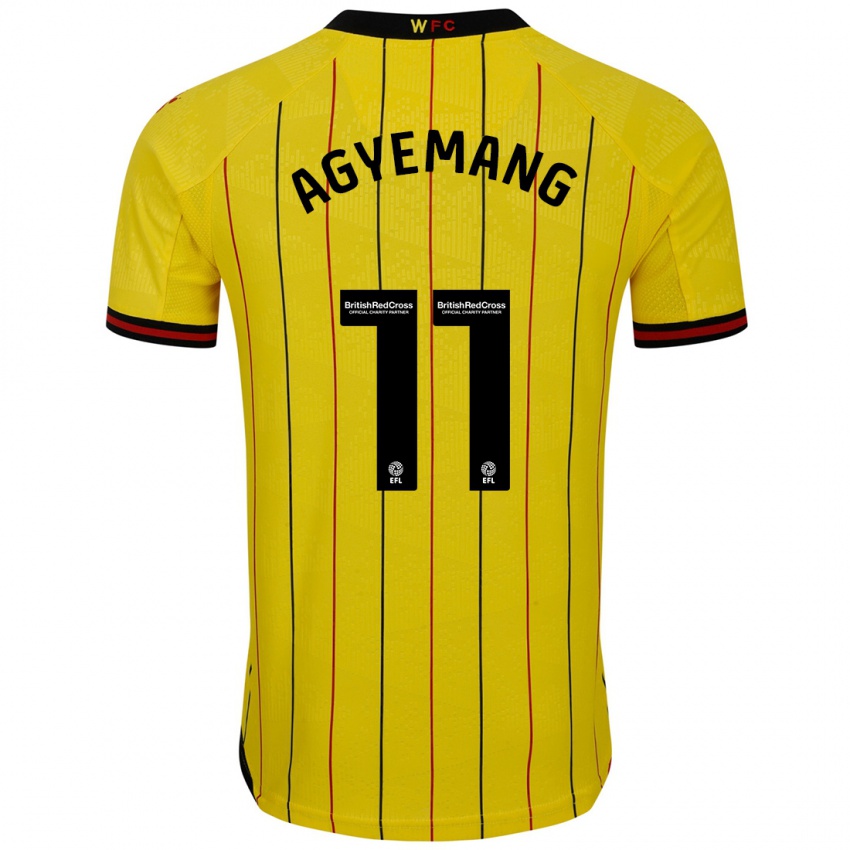 Mujer Camiseta Michelle Agyemang #11 Amarillo Negro 1ª Equipación 2024/25 La Camisa