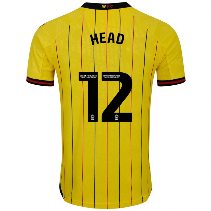 Mujer Camiseta Ellie Head #12 Amarillo Negro 1ª Equipación 2024/25 La Camisa