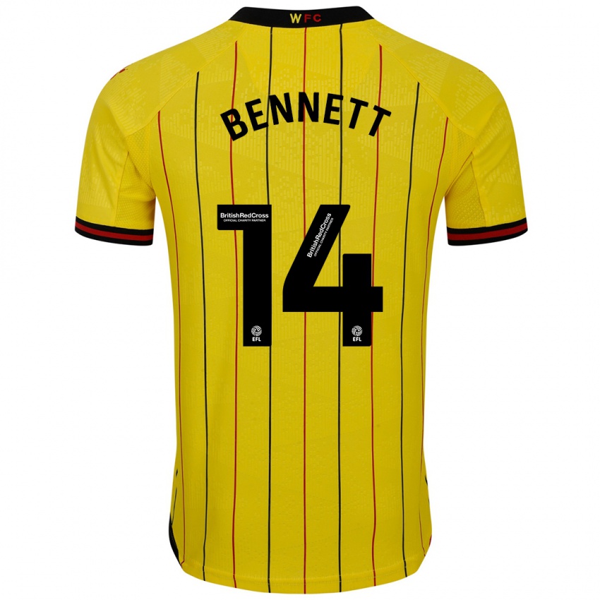 Mujer Camiseta Harley Bennett #14 Amarillo Negro 1ª Equipación 2024/25 La Camisa