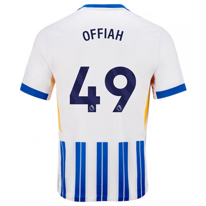 Mujer Camiseta Odel Offiah #49 Blanco Azul Rayas 1ª Equipación 2024/25 La Camisa