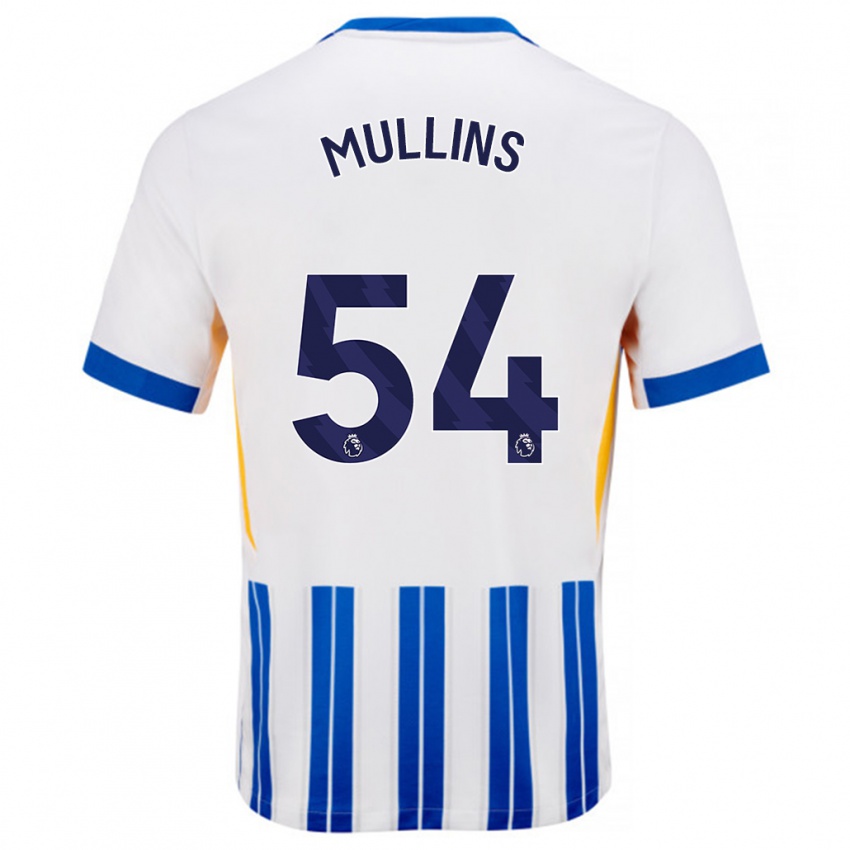 Mujer Camiseta Jamie Mullins #54 Blanco Azul Rayas 1ª Equipación 2024/25 La Camisa