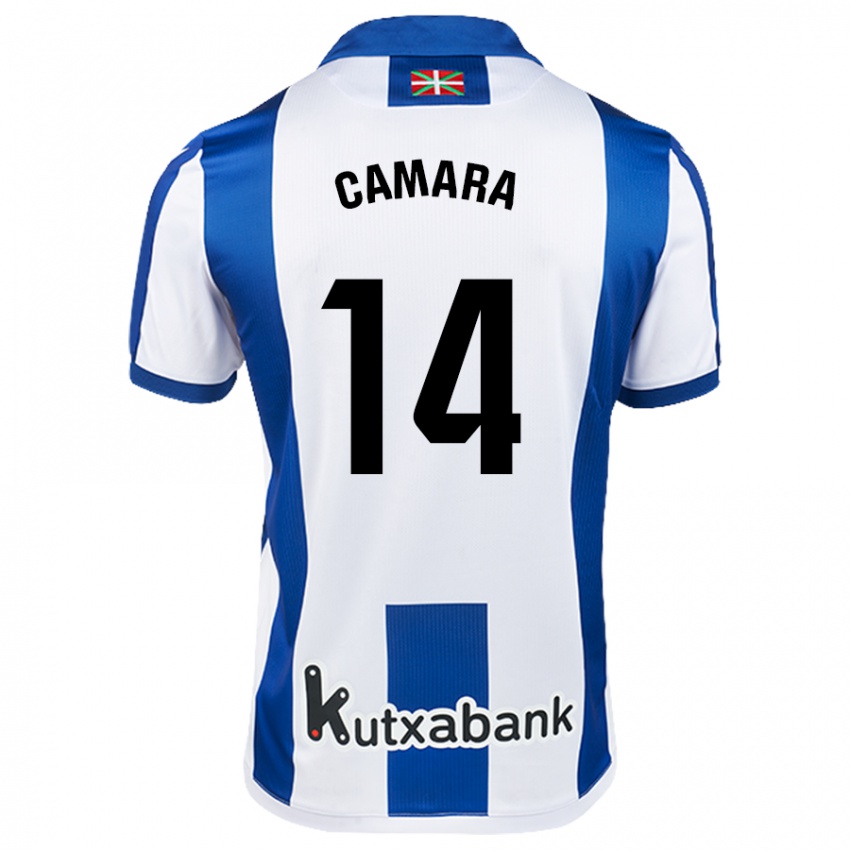 Mujer Camiseta Ibra Cámara #14 Blanco Azul 1ª Equipación 2024/25 La Camisa