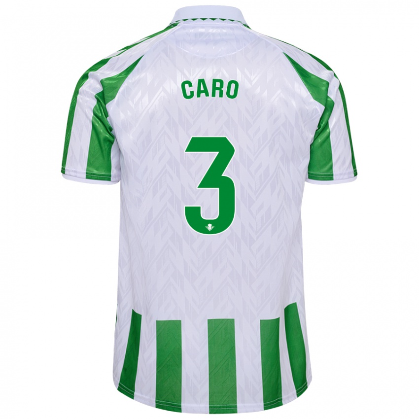 Mujer Camiseta Andrés Caro #3 Verde Rayas Blancas 1ª Equipación 2024/25 La Camisa