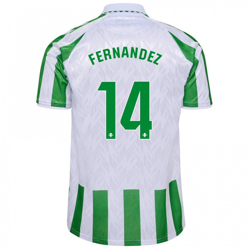 Mujer Camiseta Quique Fernández #14 Verde Rayas Blancas 1ª Equipación 2024/25 La Camisa