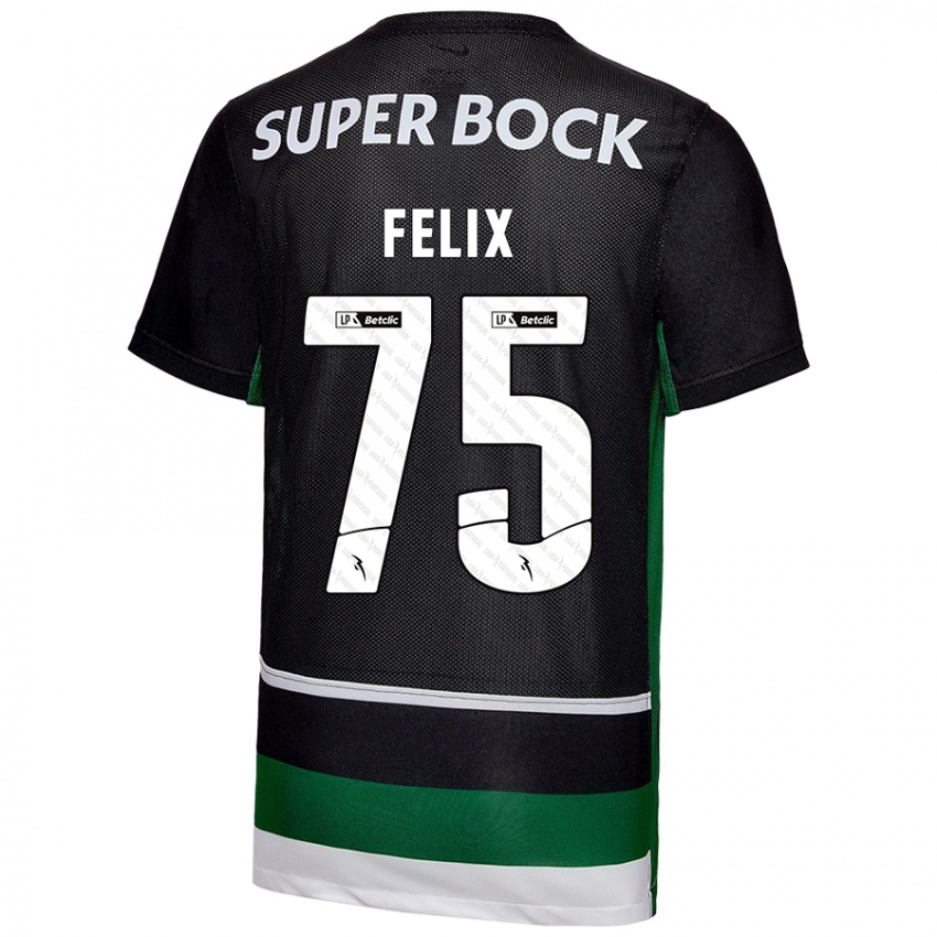 Mujer Camiseta Vando Félix #75 Negro Blanco Verde 1ª Equipación 2024/25 La Camisa