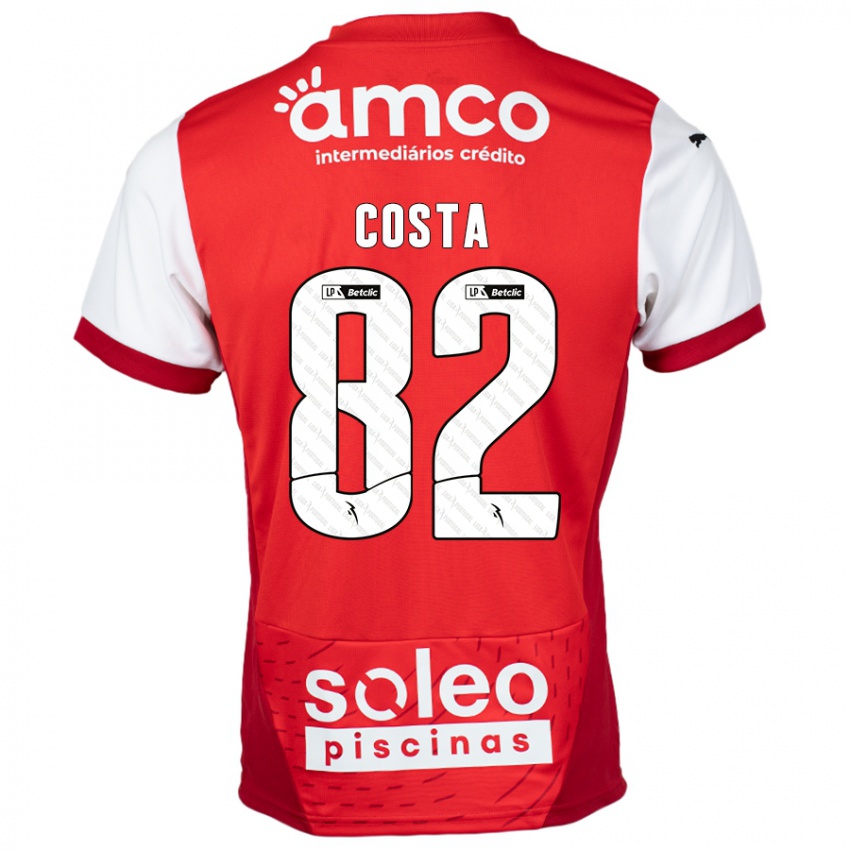 Mujer Camiseta Gui Costa #82 Rojo Blanco 1ª Equipación 2024/25 La Camisa