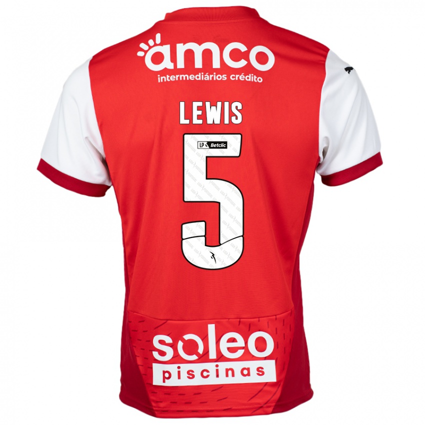 Mujer Camiseta Leah Lewis #5 Rojo Blanco 1ª Equipación 2024/25 La Camisa