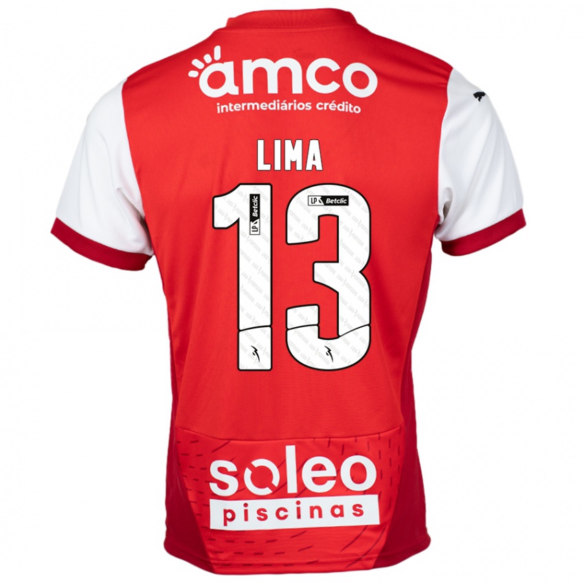 Mujer Camiseta Aline Lima #13 Rojo Blanco 1ª Equipación 2024/25 La Camisa