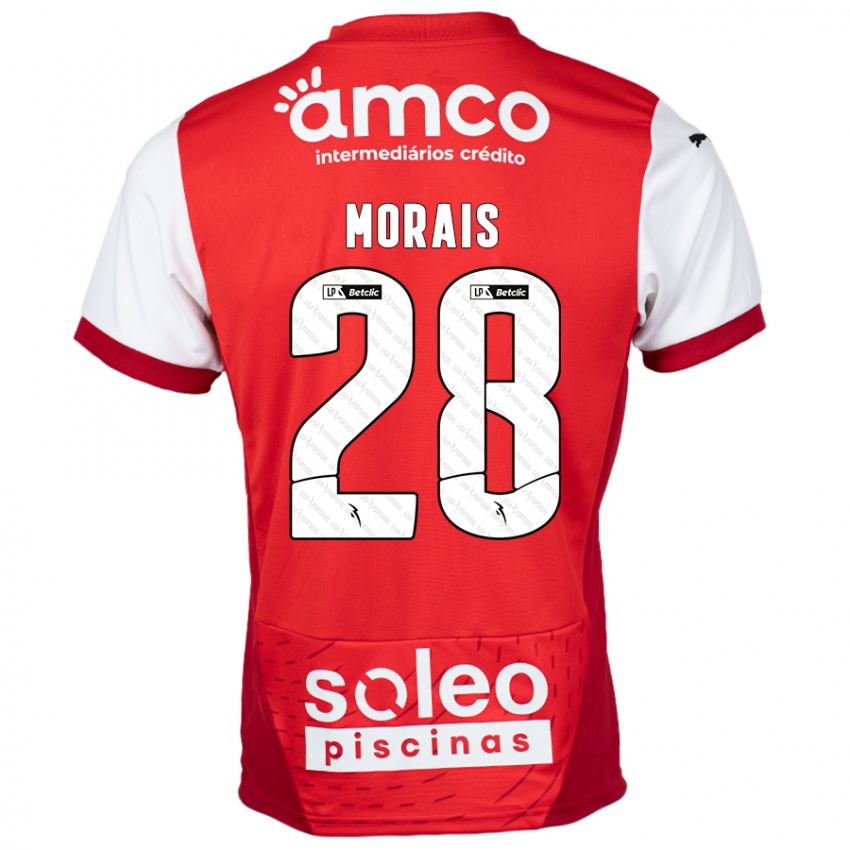 Mujer Camiseta Patrícia Morais #28 Rojo Blanco 1ª Equipación 2024/25 La Camisa