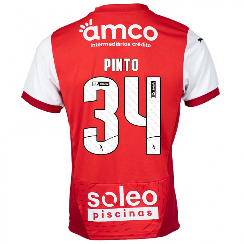 Mujer Camiseta Ana Pinto #34 Rojo Blanco 1ª Equipación 2024/25 La Camisa