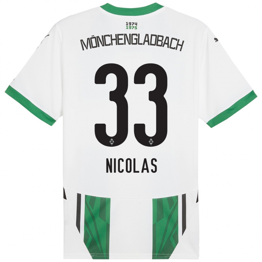 Mujer Camiseta Moritz Nicolas #33 Blanco Verde 1ª Equipación 2024/25 La Camisa