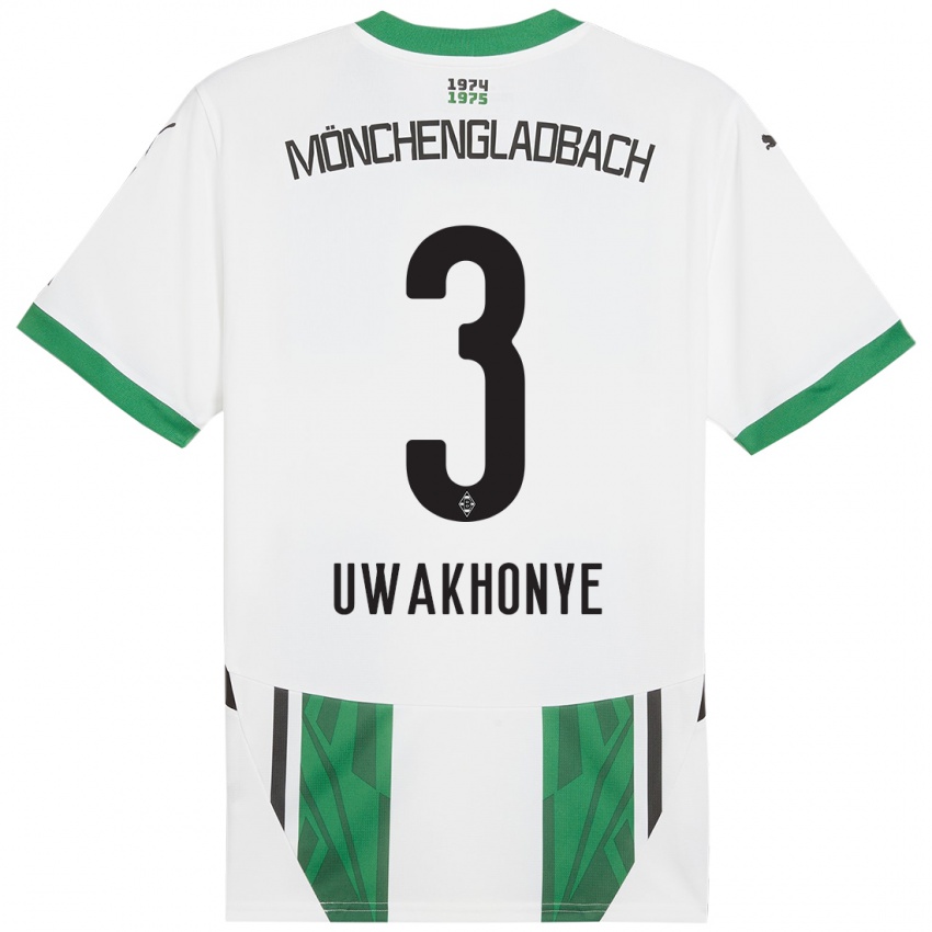 Mujer Camiseta Joshua Uwakhonye #3 Blanco Verde 1ª Equipación 2024/25 La Camisa