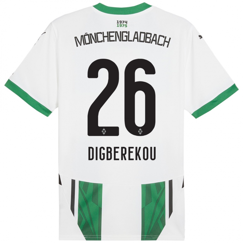 Mujer Camiseta Ibrahim Digberekou #26 Blanco Verde 1ª Equipación 2024/25 La Camisa