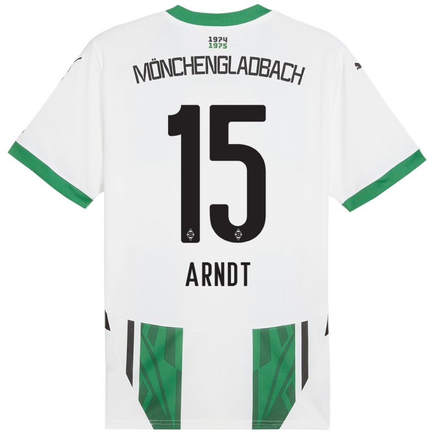 Mujer Camiseta Leo Arndt #15 Blanco Verde 1ª Equipación 2024/25 La Camisa