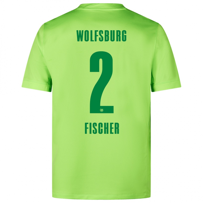 Mujer Camiseta Kilian Fischer #2 Verde Fluorescente 1ª Equipación 2024/25 La Camisa