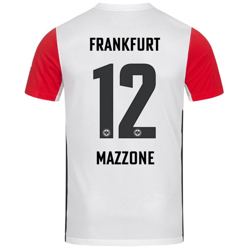 Mujer Camiseta Matteo Mazzone #12 Blanco Rojo 1ª Equipación 2024/25 La Camisa