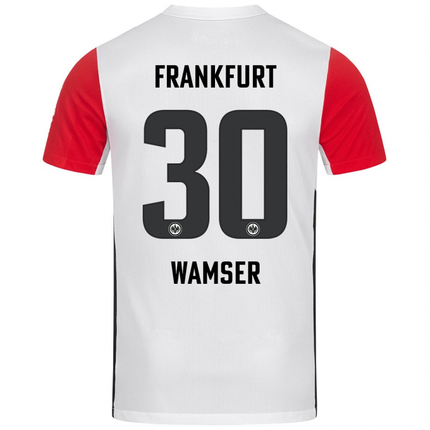 Mujer Camiseta Carlotta Wamser #30 Blanco Rojo 1ª Equipación 2024/25 La Camisa