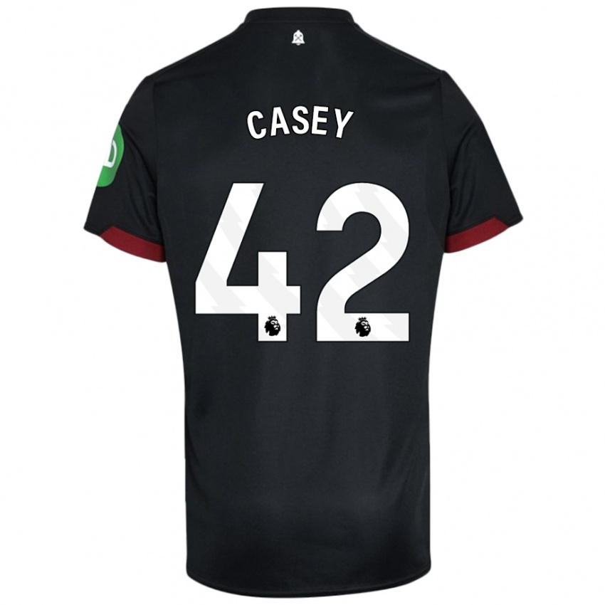 Mujer Camiseta Kaelan Casey #42 Negro Blanco 2ª Equipación 2024/25 La Camisa