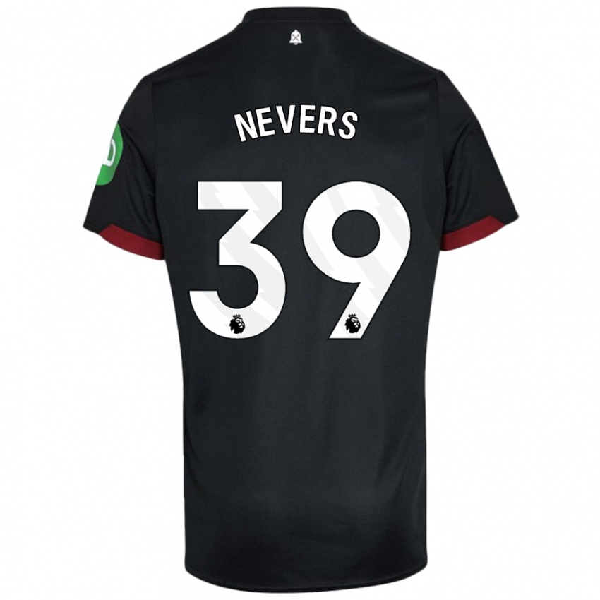 Mujer Camiseta Thierry Nevers #39 Negro Blanco 2ª Equipación 2024/25 La Camisa