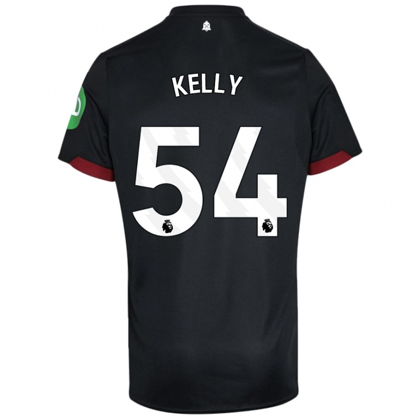 Mujer Camiseta Patrick Kelly #54 Negro Blanco 2ª Equipación 2024/25 La Camisa