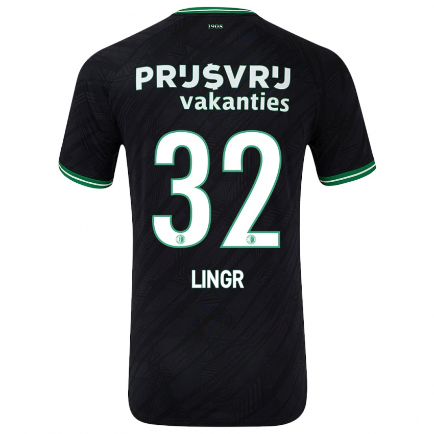 Mujer Camiseta Ondrej Lingr #32 Negro Verde 2ª Equipación 2024/25 La Camisa