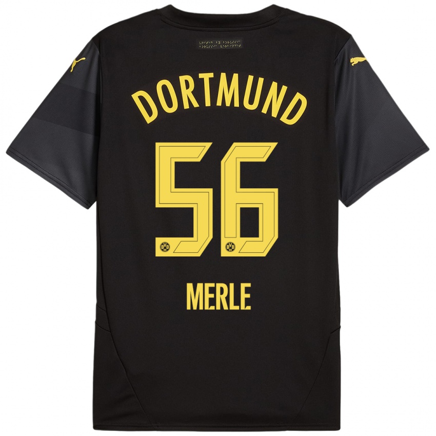 Mujer Camiseta Albers Merle #56 Negro Amarillo 2ª Equipación 2024/25 La Camisa