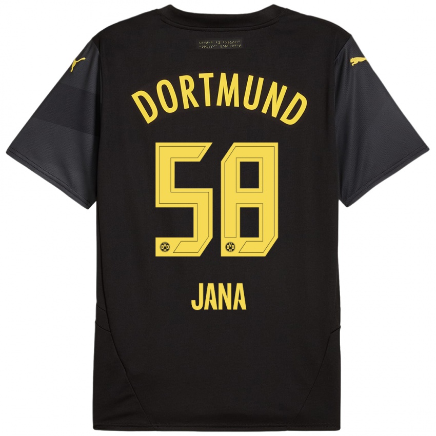 Mujer Camiseta Nordberg Jana #58 Negro Amarillo 2ª Equipación 2024/25 La Camisa