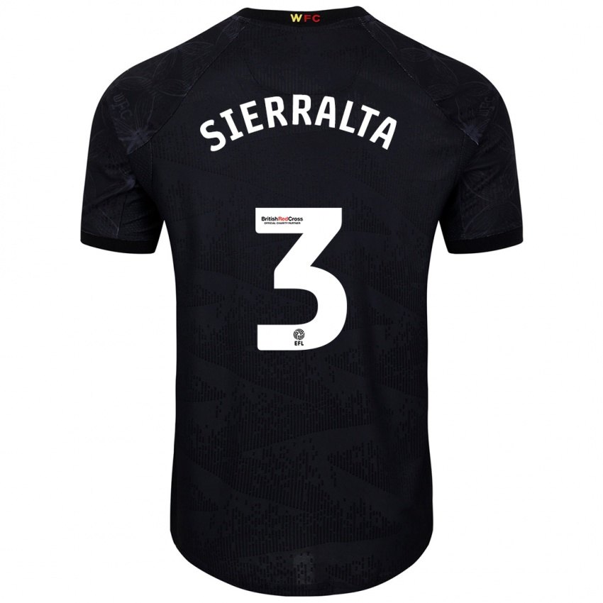 Mujer Camiseta Francisco Sierralta #3 Negro Blanco 2ª Equipación 2024/25 La Camisa