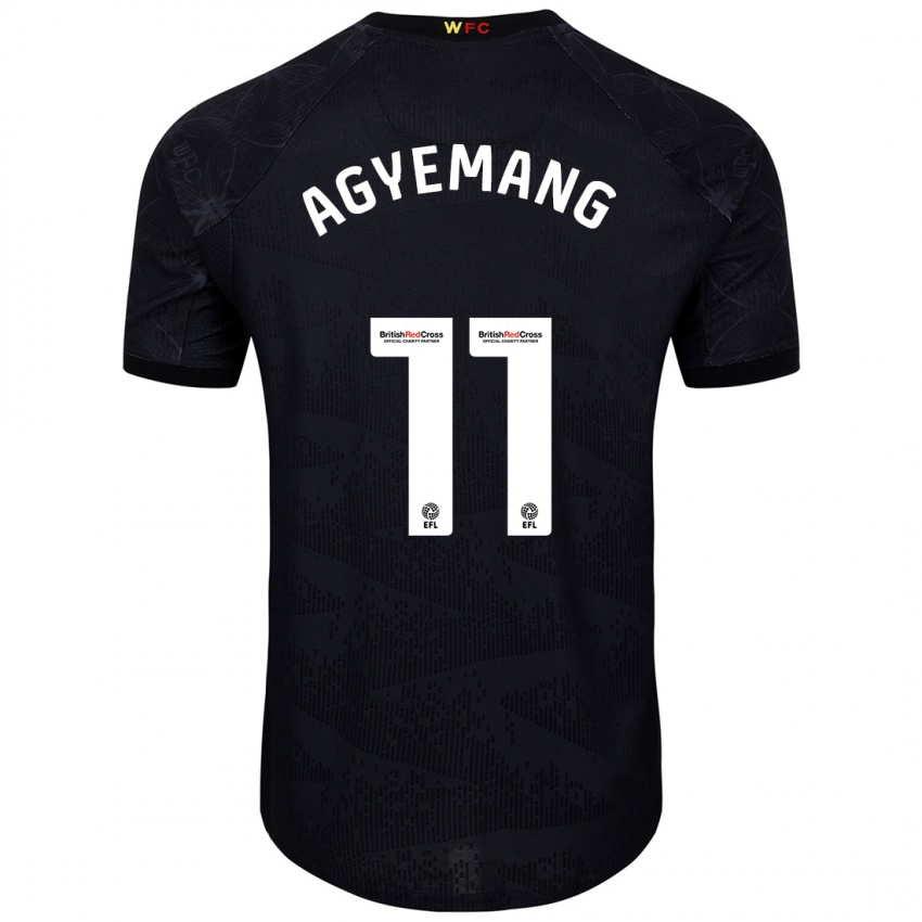 Mujer Camiseta Michelle Agyemang #11 Negro Blanco 2ª Equipación 2024/25 La Camisa