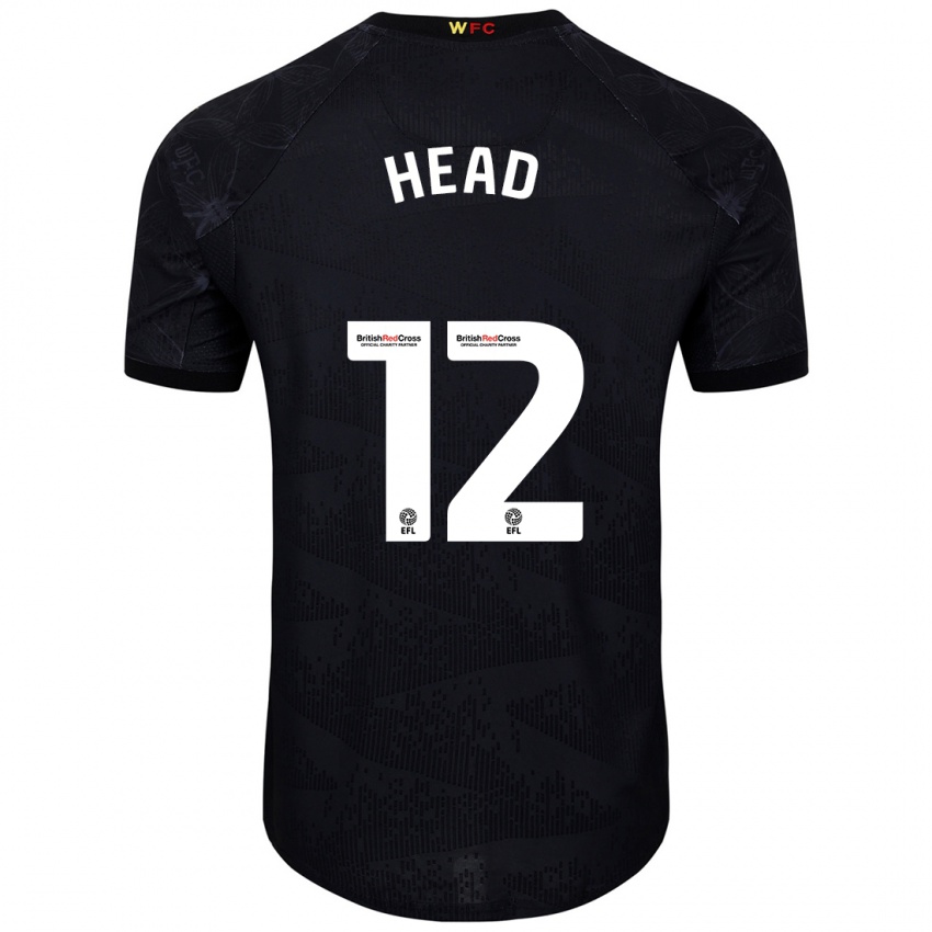 Mujer Camiseta Ellie Head #12 Negro Blanco 2ª Equipación 2024/25 La Camisa