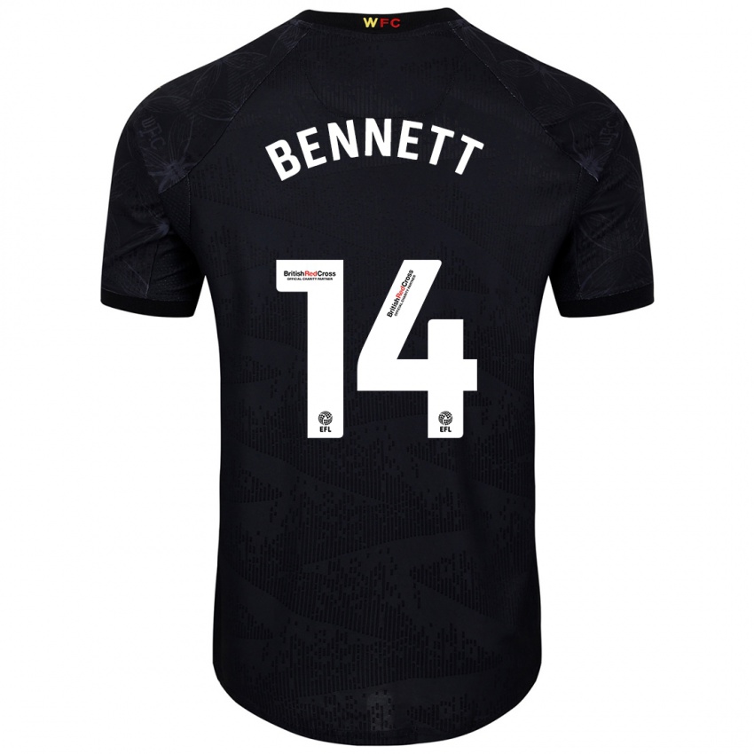 Mujer Camiseta Harley Bennett #14 Negro Blanco 2ª Equipación 2024/25 La Camisa