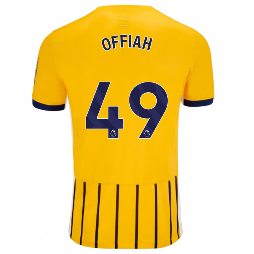 Mujer Camiseta Odel Offiah #49 Dorado Azul Rayas 2ª Equipación 2024/25 La Camisa