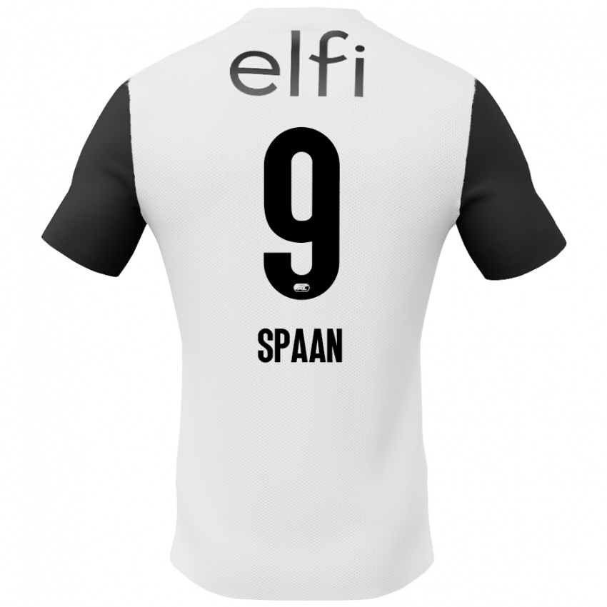 Mujer Camiseta Floor Spaan #9 Blanco Negro 2ª Equipación 2024/25 La Camisa