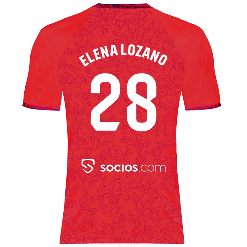 Mujer Camiseta Elena Lozano Gallego #28 Rojo 2ª Equipación 2024/25 La Camisa