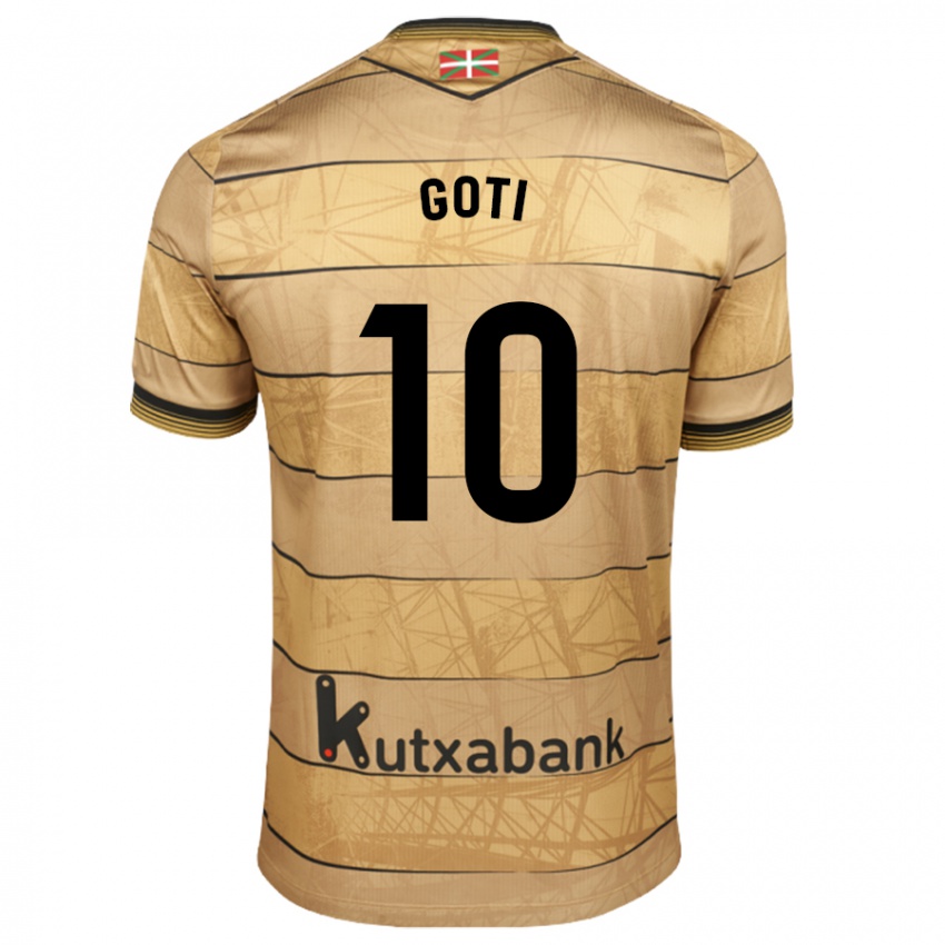 Mujer Camiseta Mikel Goti #10 Marrón 2ª Equipación 2024/25 La Camisa