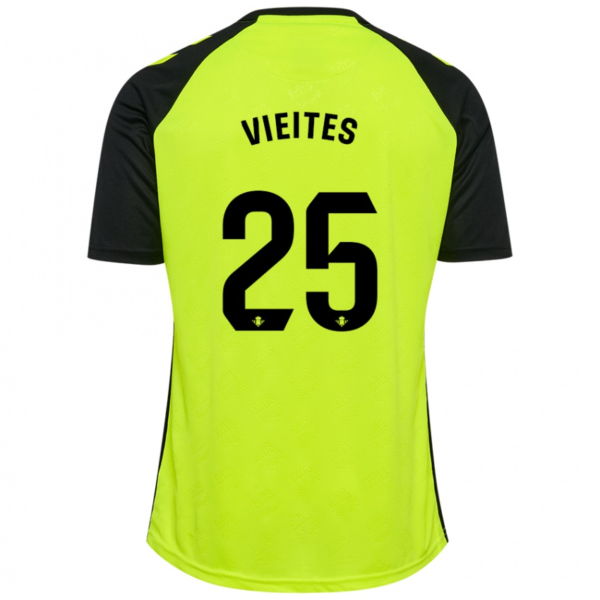 Mujer Camiseta Fran Vieites #25 Amarillo Fluorescente Negro 2ª Equipación 2024/25 La Camisa