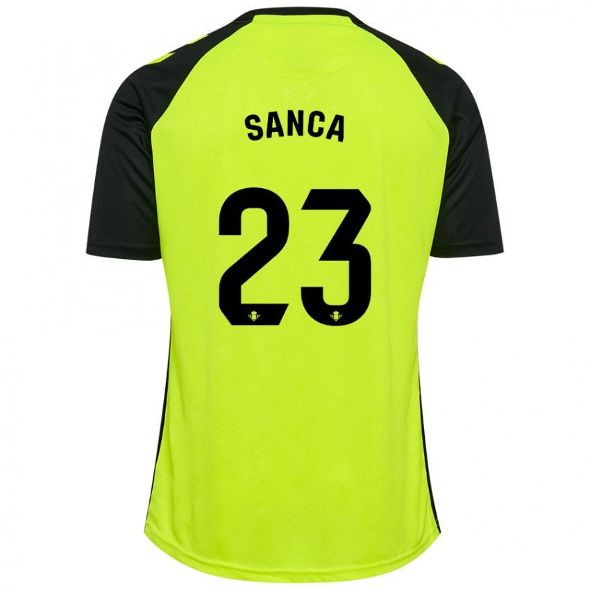 Mujer Camiseta Marciano Sanca #23 Amarillo Fluorescente Negro 2ª Equipación 2024/25 La Camisa