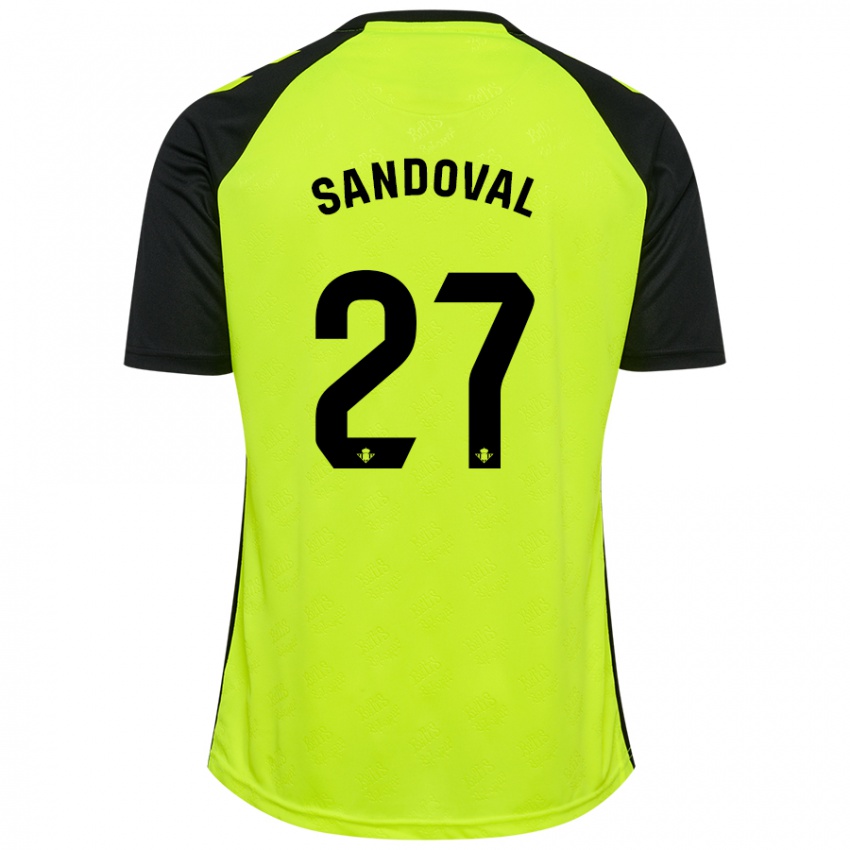 Mujer Camiseta Keimer Sandoval #27 Amarillo Fluorescente Negro 2ª Equipación 2024/25 La Camisa