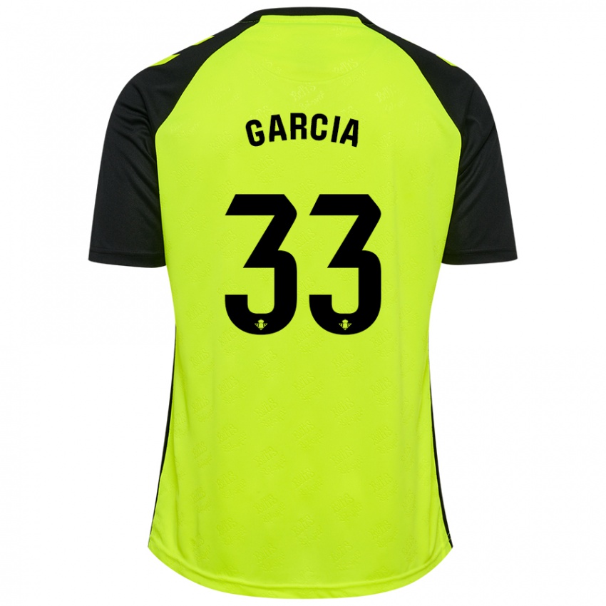 Mujer Camiseta Pablo García #33 Amarillo Fluorescente Negro 2ª Equipación 2024/25 La Camisa