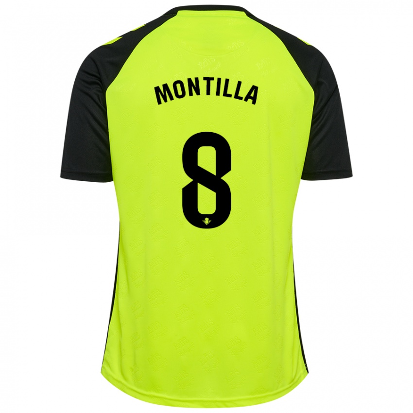 Mujer Camiseta Natalia Montilla #8 Amarillo Fluorescente Negro 2ª Equipación 2024/25 La Camisa