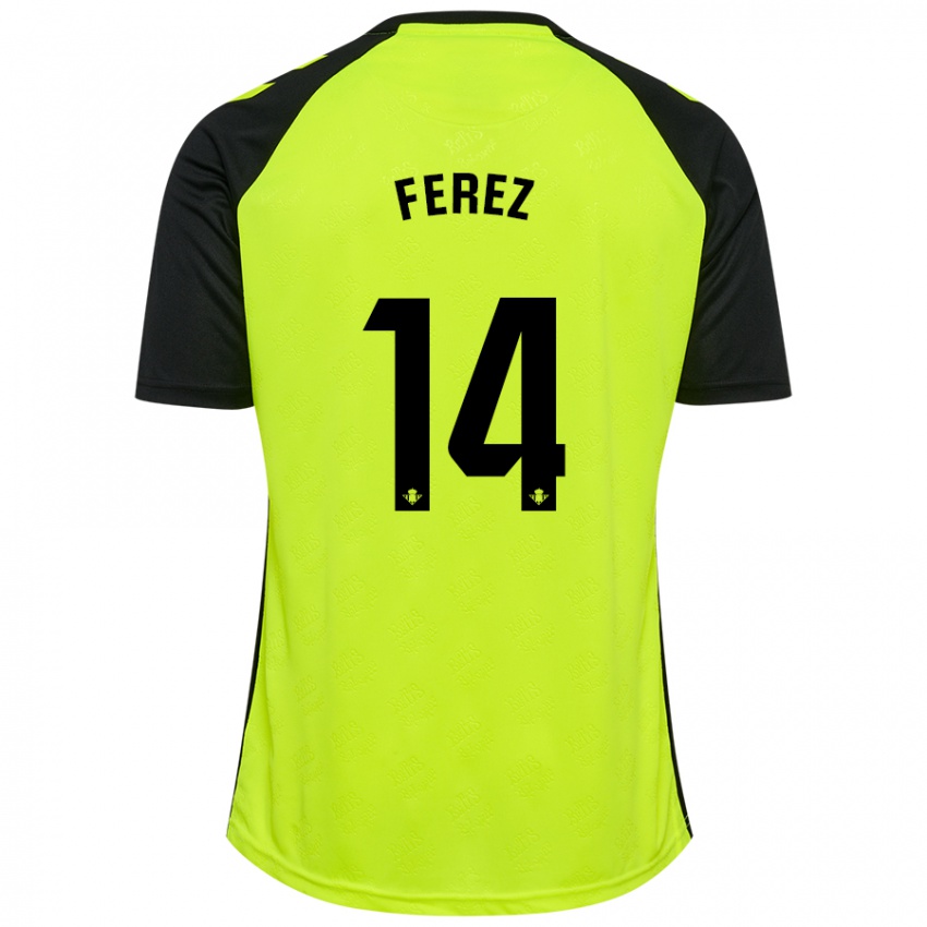 Mujer Camiseta Carolina Férez #14 Amarillo Fluorescente Negro 2ª Equipación 2024/25 La Camisa