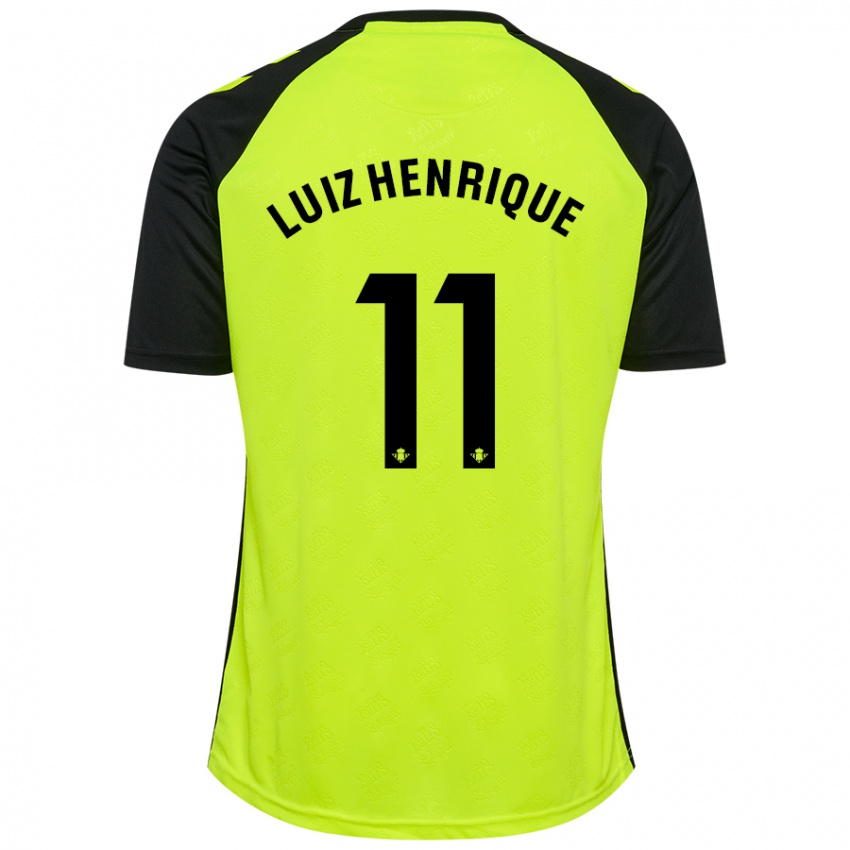 Mujer Camiseta Luiz Henrique #11 Amarillo Fluorescente Negro 2ª Equipación 2024/25 La Camisa