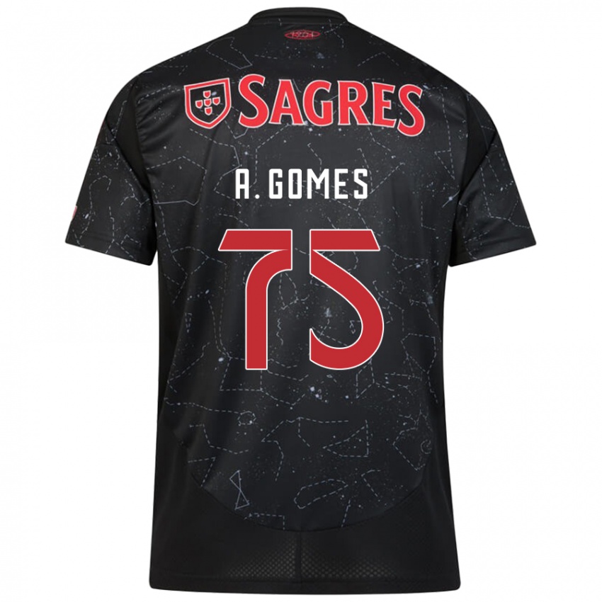 Mujer Camiseta André Gomes #75 Negro Rojo 2ª Equipación 2024/25 La Camisa