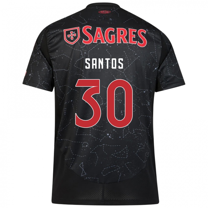 Mujer Camiseta Daniela Santos #30 Negro Rojo 2ª Equipación 2024/25 La Camisa