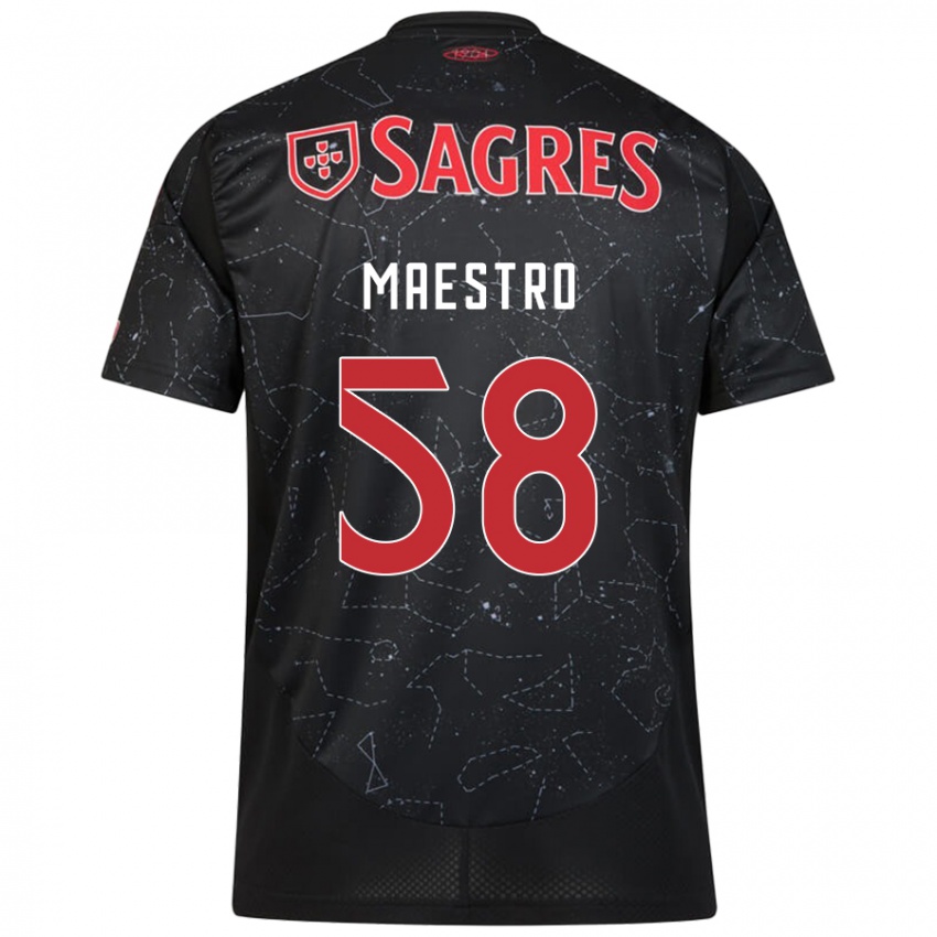 Mujer Camiseta Maestro #58 Negro Rojo 2ª Equipación 2024/25 La Camisa