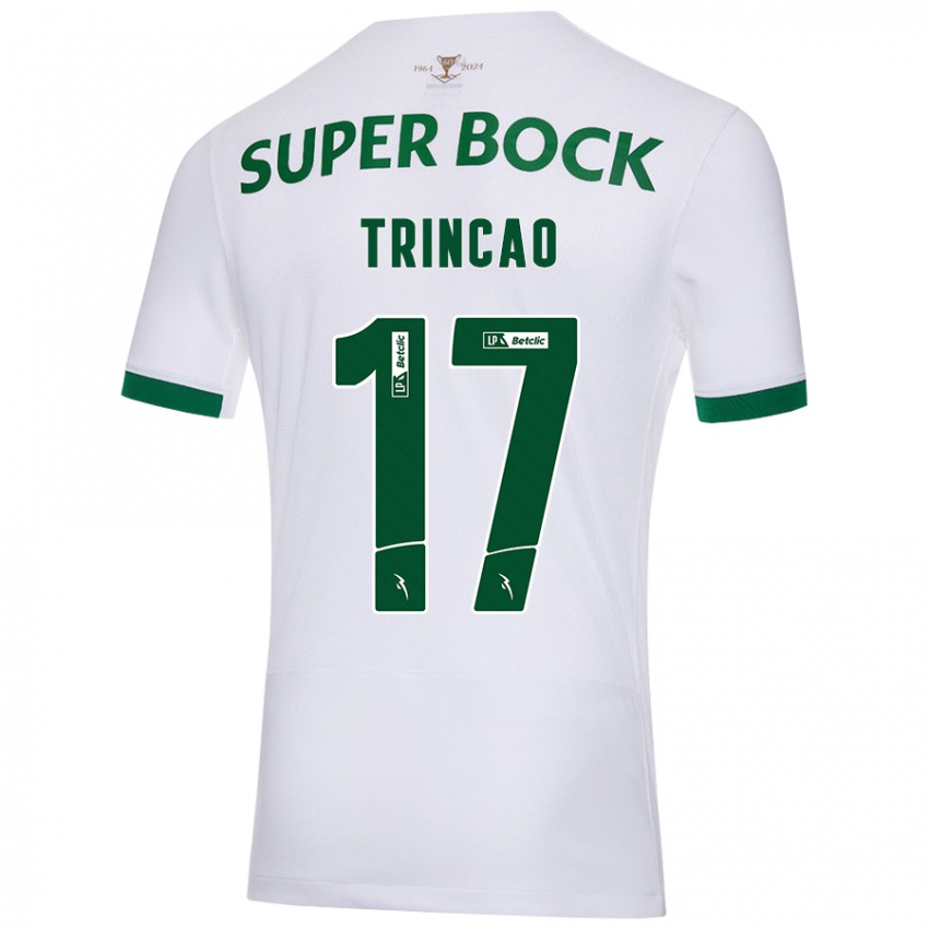 Mujer Camiseta Trincão #17 Blanco Verde 2ª Equipación 2024/25 La Camisa