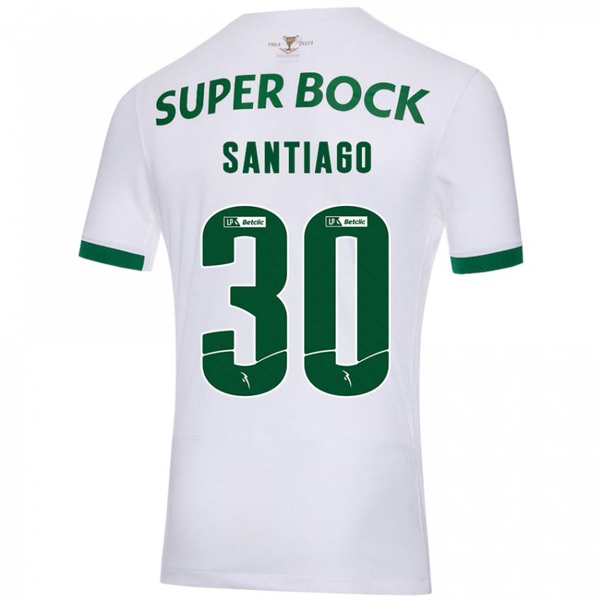 Mujer Camiseta Carolina Santiago #30 Blanco Verde 2ª Equipación 2024/25 La Camisa