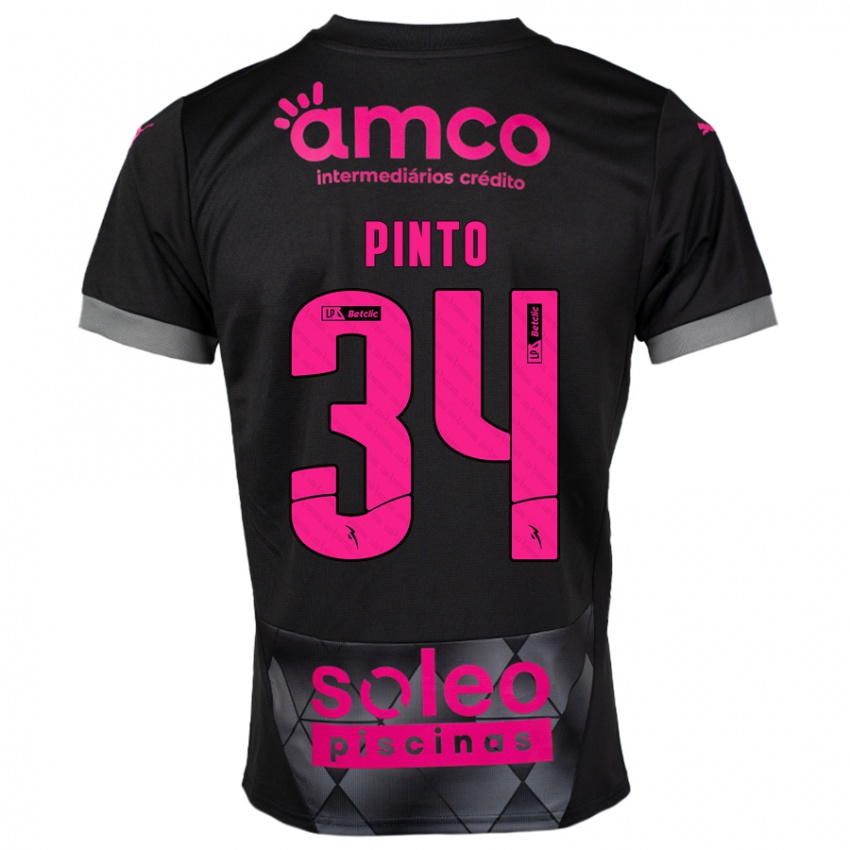 Mujer Camiseta Ana Pinto #34 Negro Rosa 2ª Equipación 2024/25 La Camisa