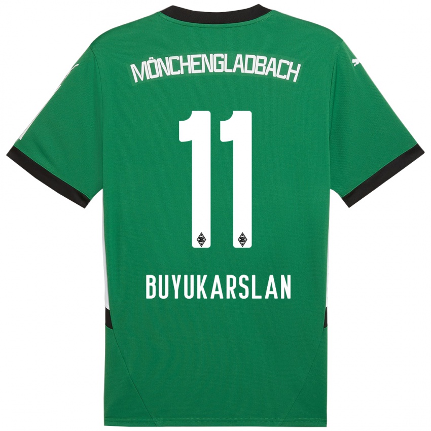 Mujer Camiseta Oguzcan Büyükarslan #11 Verde Blanco 2ª Equipación 2024/25 La Camisa